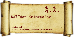 Nádor Krisztofer névjegykártya
